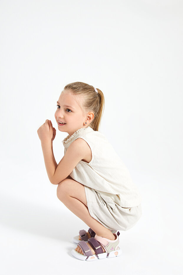 Gorbi Basic sandale za devojčice u puder boji - 1