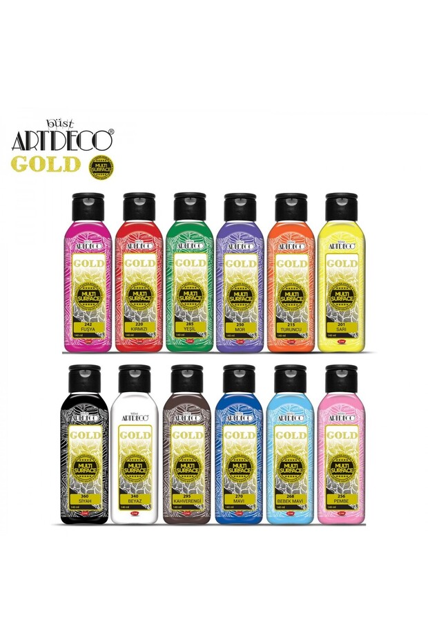 Gold 140ml MULTİ SURFACE 12'li Tüm Yüzeylere Uygun Akrilik Boya Seti - 1