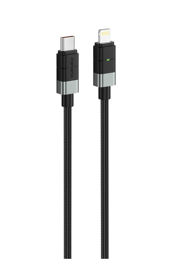 Xs03 27w Led Işıklı Pd Type-c To Lightning Şarj Data Kablosu Ip Örgülü Iphone-ipad - 1