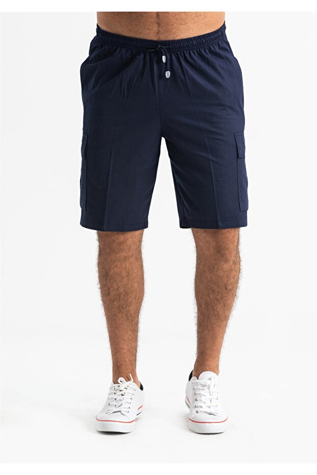 Gabardine Elastic Men's Shorts Navy Blue Lcvt