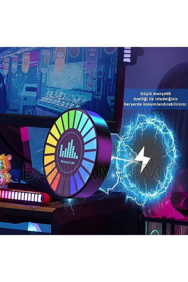 Rgb Sese Duyarlı Ritim Animasyonlu Müzik Ekolayzer 22 Ledli Şarjlı Kokulu Led Disk - 8
