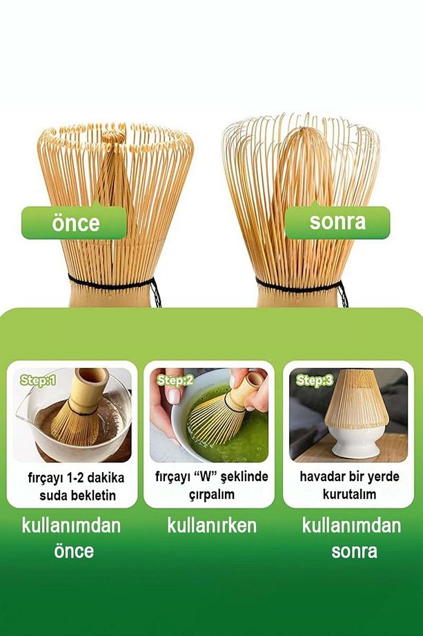 3 Parça Matcha Çayı Fırça ve Bamboo Whisk Tutucu ve Bambu Kaşık Set mt155 - 9