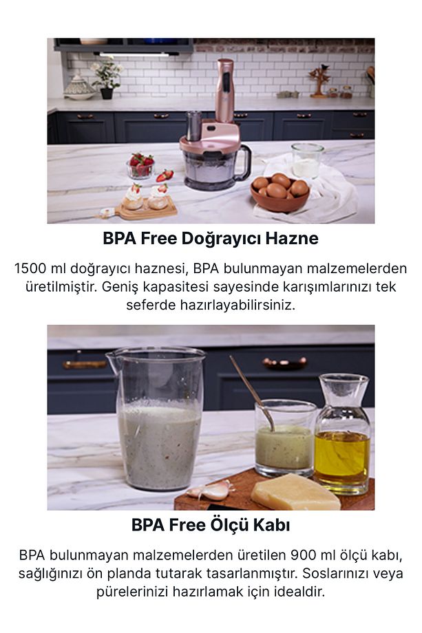 Mr Cheff Quadro Blender Rosie - 1000 Watt Güçlü Motor Blender Seti Mutfak Robotu - 3