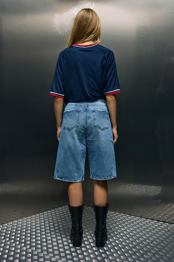 Mavi Baggy Denim Bermuda Şort - 7