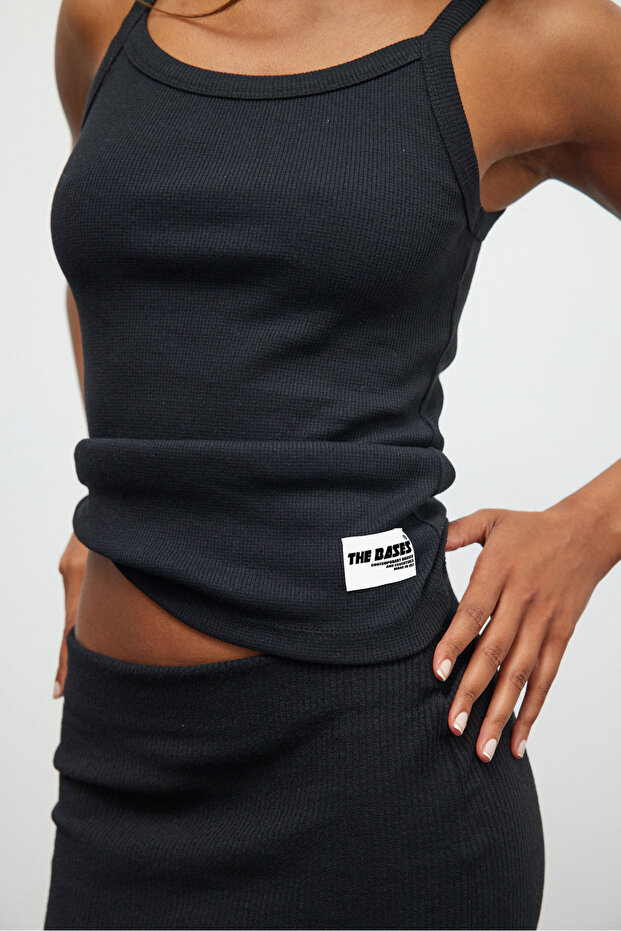 Siyah Fitilli Askılı Basic Atlet - 7