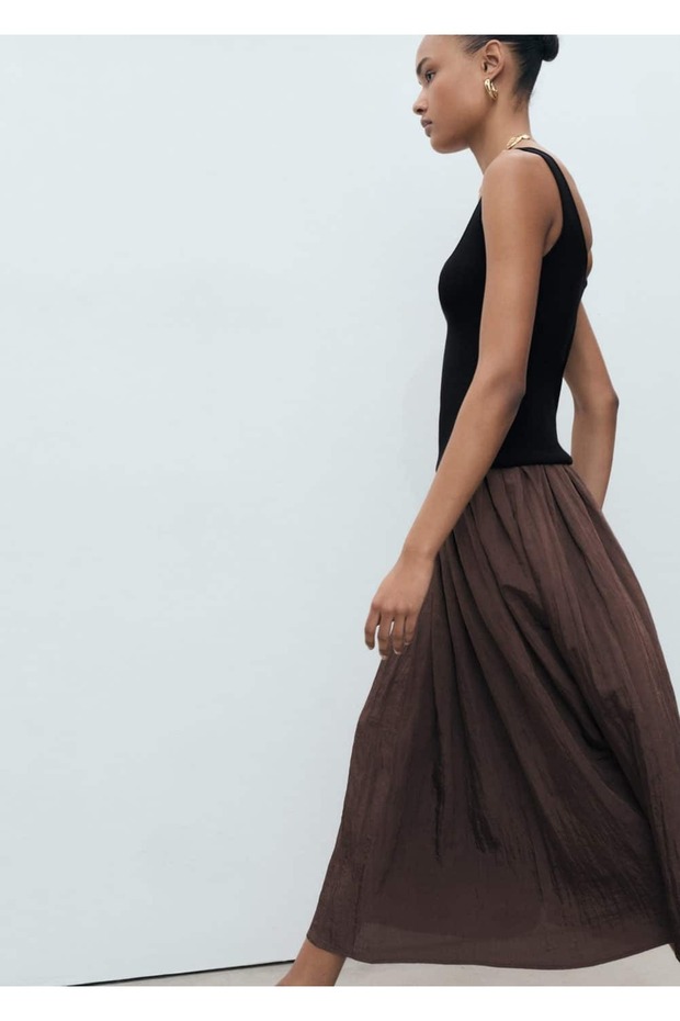 Kombine evaze elbise - 6