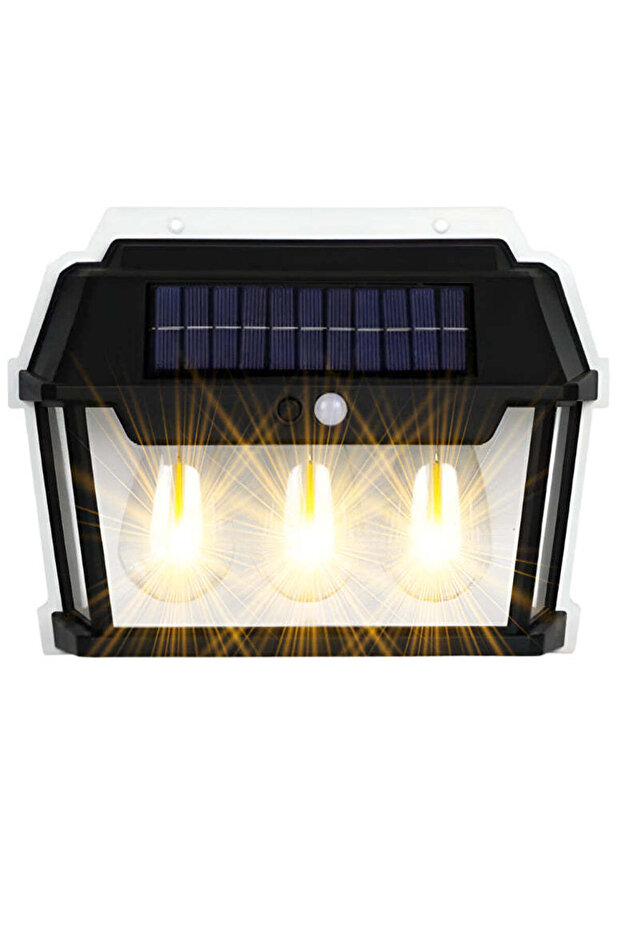 Solar Wall Lamp 3 Bulbs Sensor 3 Modes Lantern Style