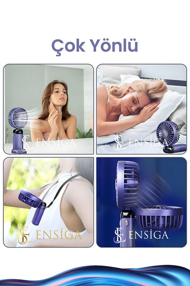Lcd Ekranlı Şarjlı Mini El Boyun Masa Fanı Seyahat Taşınabilir Fan Aralığı Şarjlı Yüksek Şarj - 4