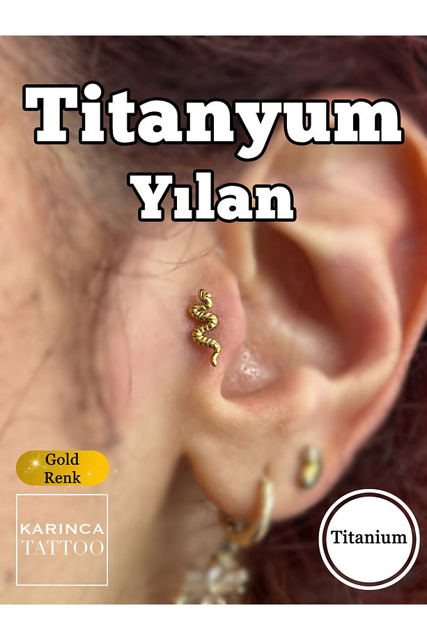 Yılan Piercing Titanyum Piercing Dudak Tragus Forward Helix Flat Kulak Conch Lobe Labret Snake Bites - 2