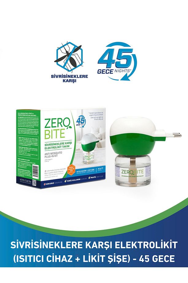 Sivrisineklere Karşı Elektrolikit Takım (ISITICI CİHAZ LİKİT ŞİŞE) 45 Gece Koruma 30 gr - 1