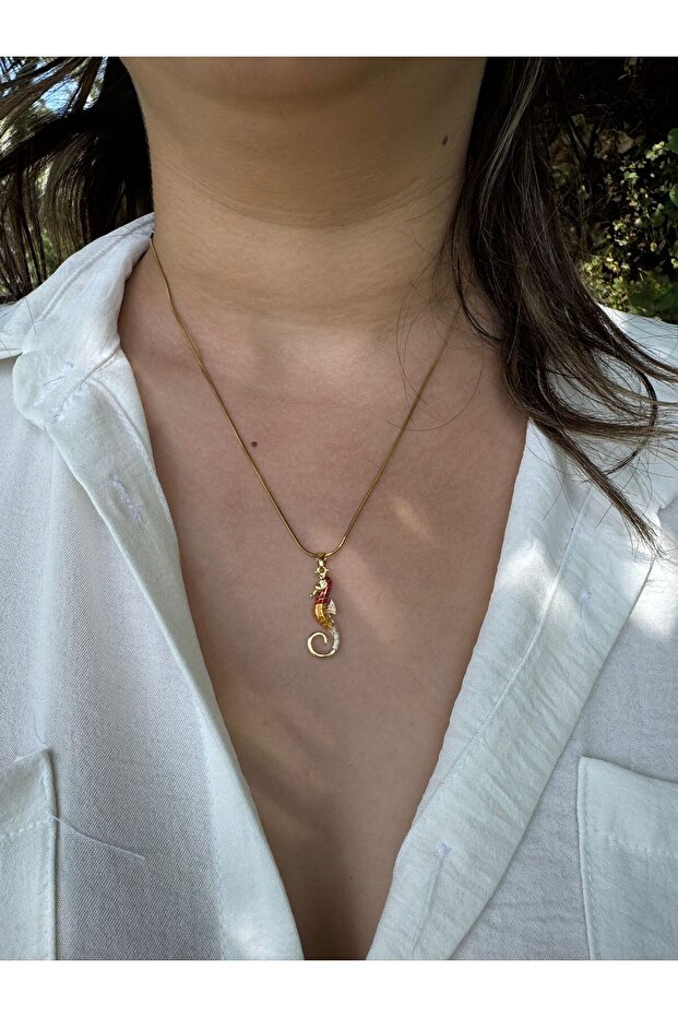 Paslanmaz Çelik Deniz Atı Uçlu Kolye - 3