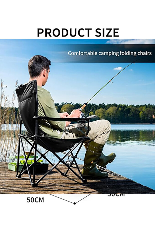 كرسي تخييم قابل للطي مع مساند للذراعين وحامل أكواب - 5