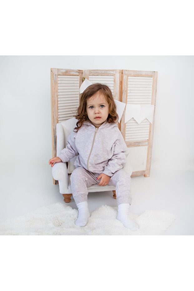 Fermuarlı Kapüşonlu Tek Sweat - 3