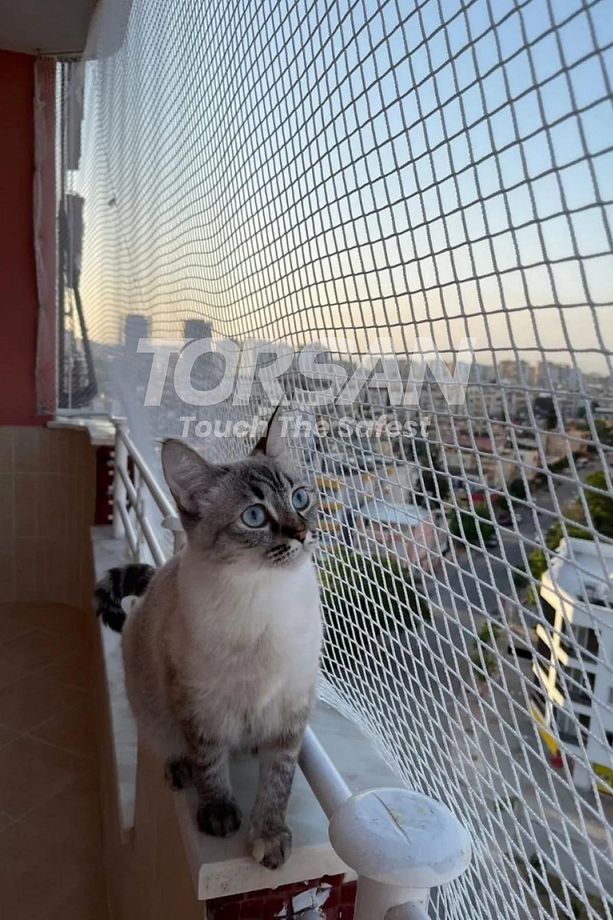 Kedi Filesi – 4 cm – 2.5 mm İp – Kedi Ağı – Kare Desen - 1.5 Metre x 1 Metre - 2