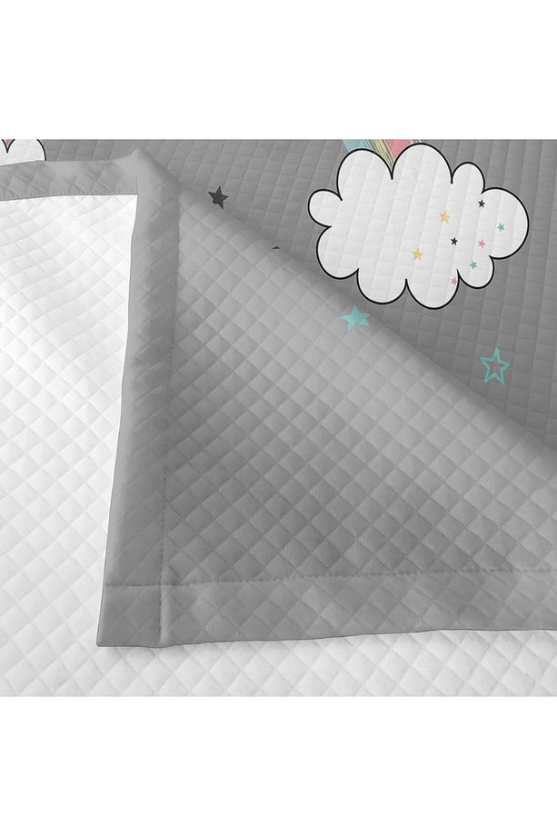 Unicorn Desenli Tek Kişilik Çocuk ve Genç Odası Pike Takımı Yatak Örtüsü - 6