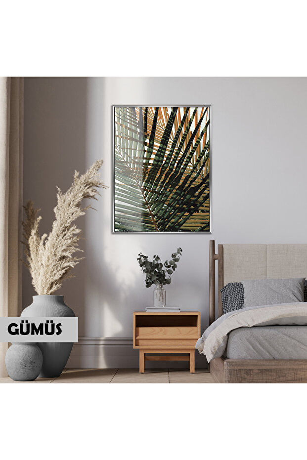 Amazing | Palm Leaf Model (Green) | Framed Tempered Glass Table Single Vertical