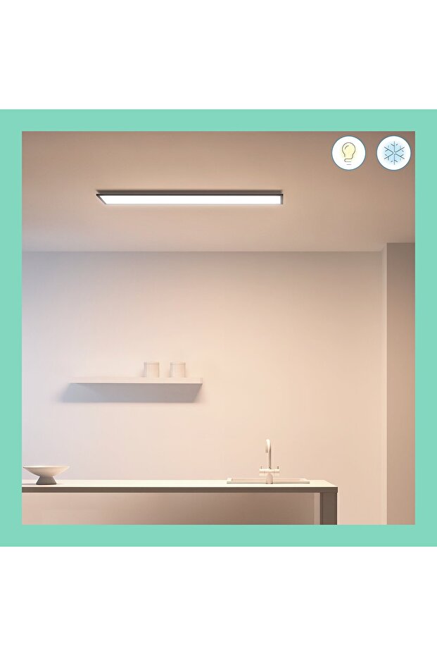 Siyah Akıllı Sıva Üstü Sarı-Beyaz Ambiyans Dikdörtgen Panel Tavan Armatürü 36W - 3