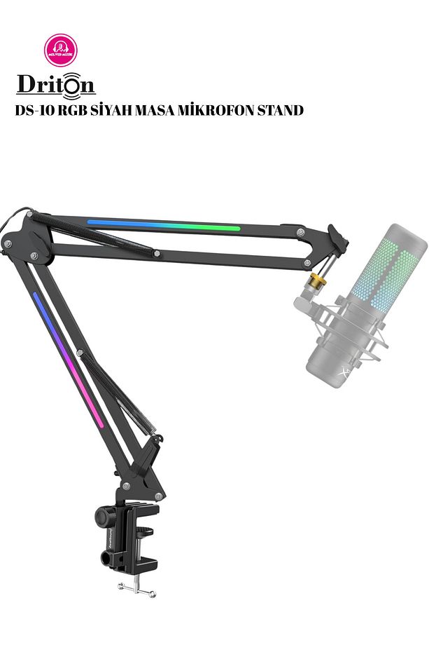 DS-10S SİYAH PRO RGB Profesyonel Oyuncu ve Yayıncı Mikrofon Masa Standı - 1