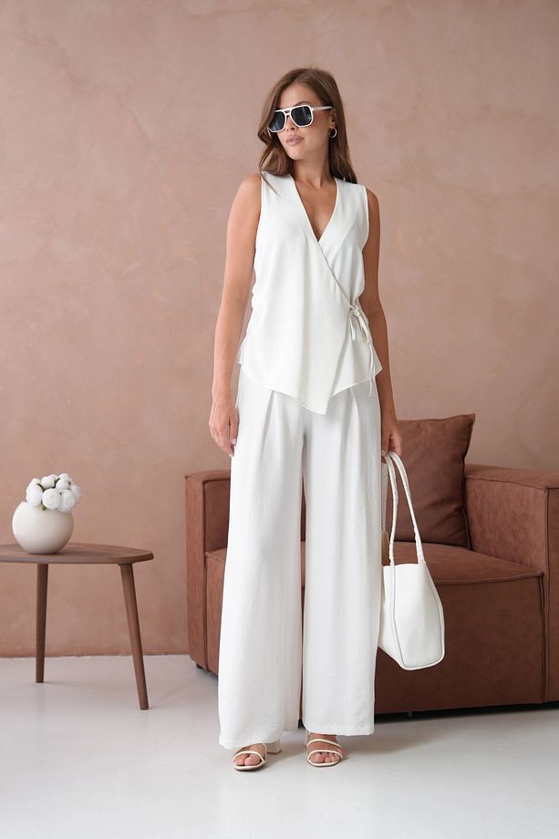 Bluz Pantolon İkili Keten Takım - 1