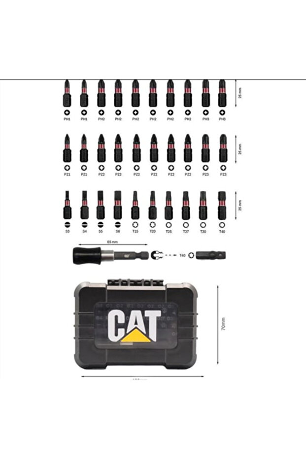 مجموعة رؤوس مفكات سداسية CAT DA01901، 32 قطعة، مقاس ¼ بوصة - 1