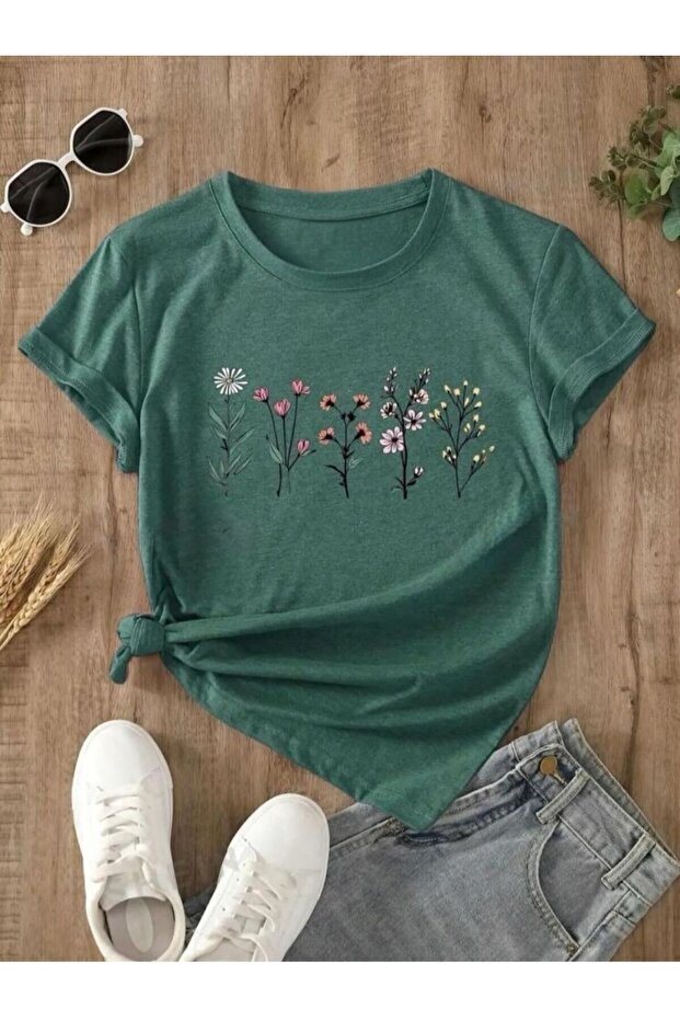 تي شيرت أساسي مطبوع بنمط لافندر - 1