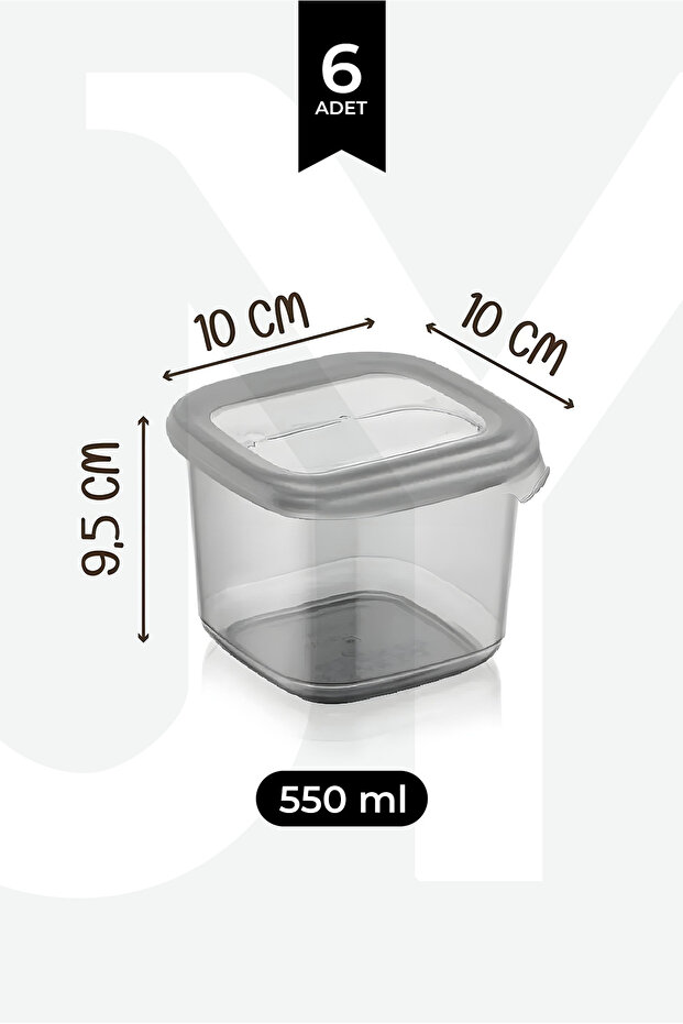 Set of 6 550 ml Boly Square Storage Containers – Spice and Food Box with Labels - 2