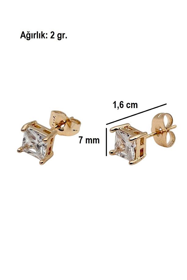 Tek Taş Çelik Küpe - 0,7 cm (7 mm) - 2