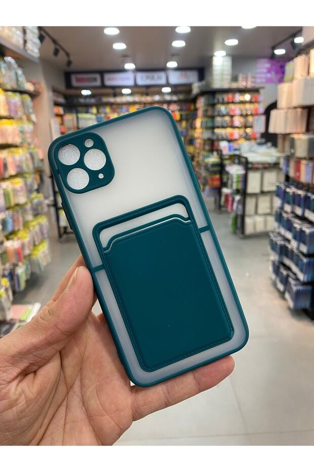 Apple iPhone 11 Pro Max Case Credit Card Holder Erasable Back Matte Silicone Edge Color