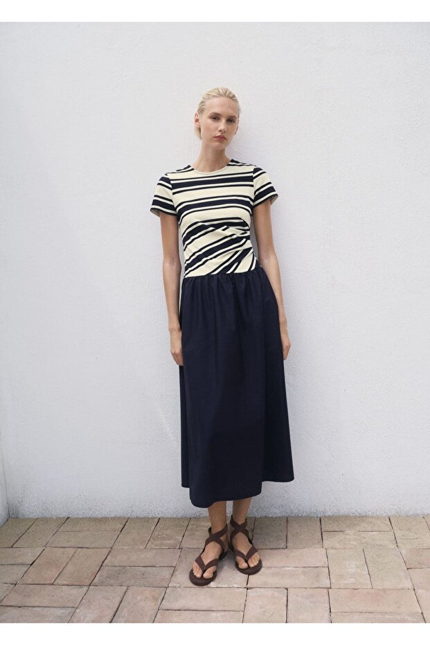 Karma çizgili elbise - 2