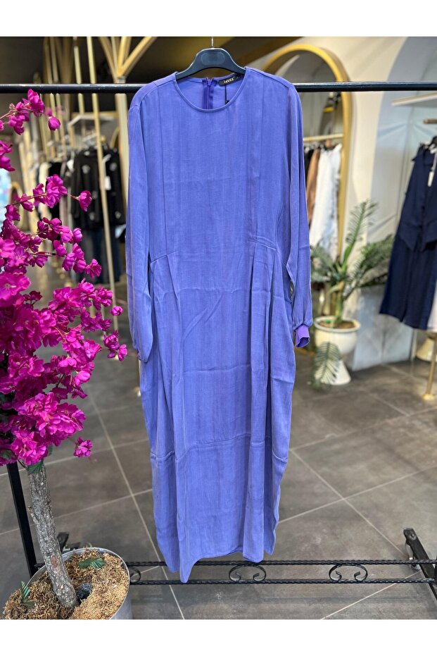 İNVEE- İPEK CUPRA MOR ELBİSE - 1