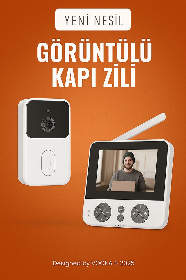 Ekranlı Görüntülü Kapı Zili – 4.3” Monitör, Gece Görüşlü, Sesli Görüşme, Şarjlı, Taşınabilir - 1