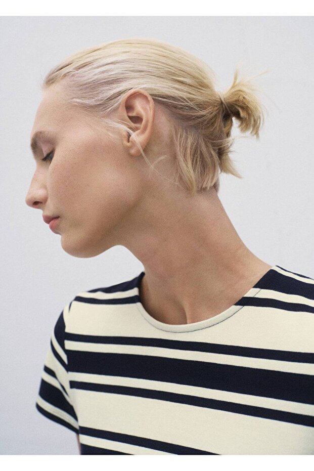 Karma çizgili elbise - 5