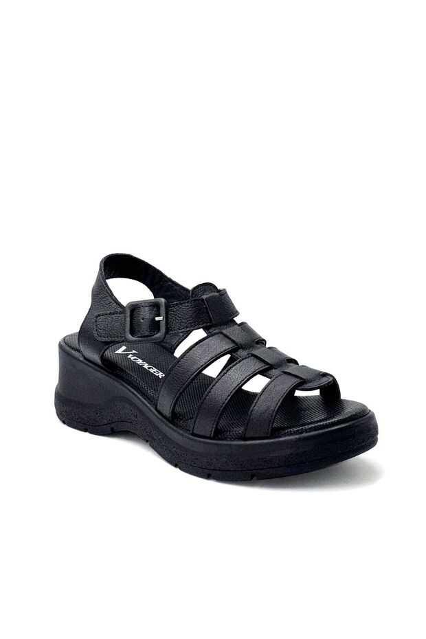 Kindep Voyager Inside and Outside Genuine Leather Poly Padding Sole Daily Comfortable Women's Sandals Black
