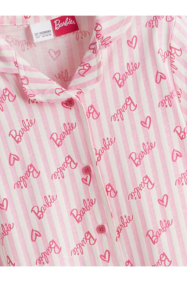 Yeni Sezon Gomlek Yaka Barbie Desenli Kiz Cocuk Sortlu Pijama Takimi - S5FK20Z4 - 3