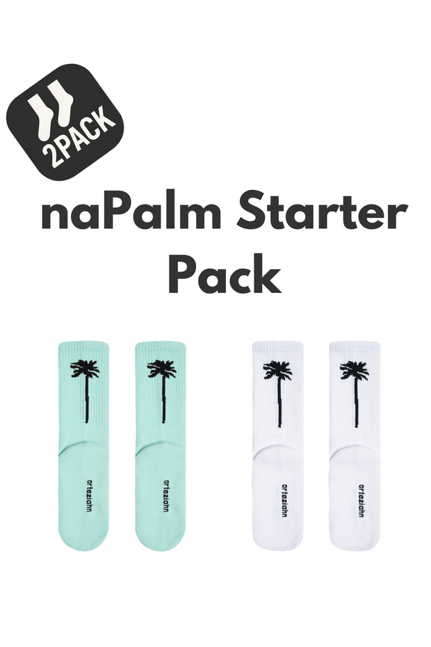 Napalm 2Pack Blue Off-White White Unisex Sports & Lifestyle Towel Sole Organic Cotton 2-Piece Sock Set
