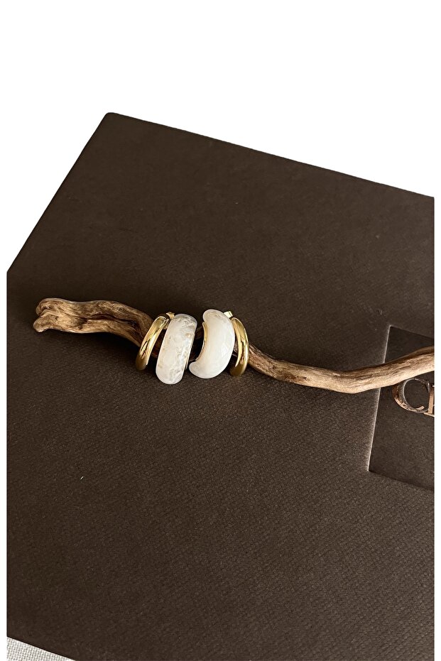 Sedefli Gold Küpe - 1