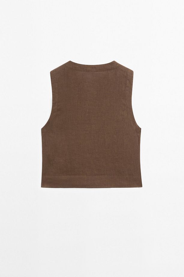 Blouse with seam detail, 100% linen - 8