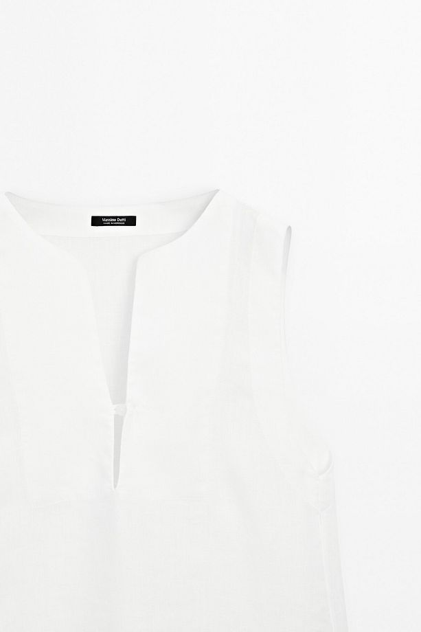 Blouse with seam detail, 100% linen - 6