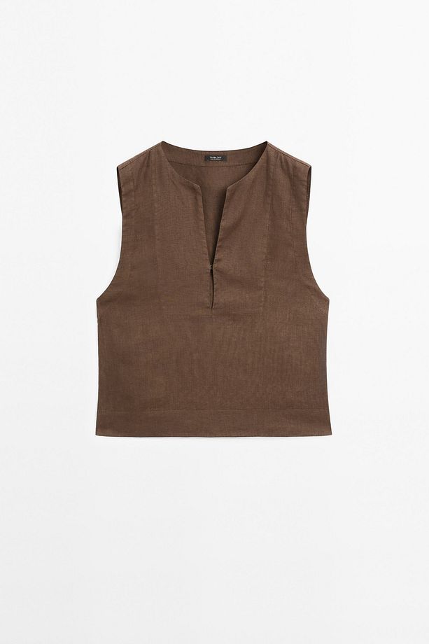 Blouse with seam detail, 100% linen - 5