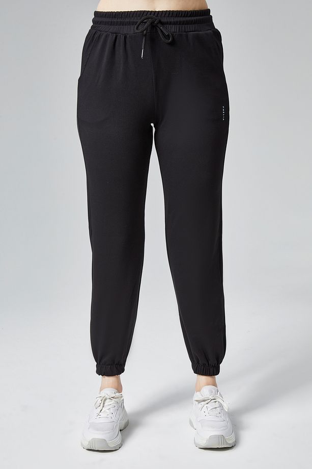 Kadın Siyah Modal Kumaş Lastikli Paça Tek Alt Jogger Pantolon - 5