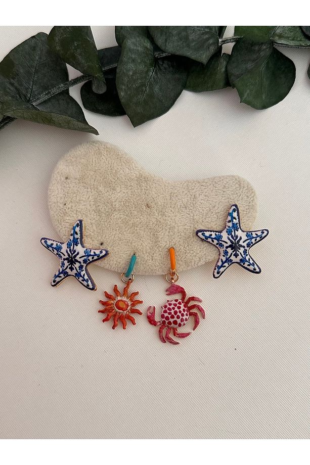 Marka Model Yıldız , Güneş ve Yengeç Set Küpe - 1