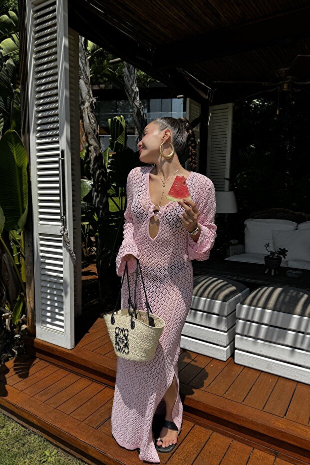 Ajurlu Triko Elbise - 1