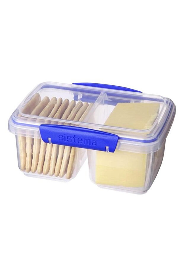 sistema Klip It Split Container Clear and Blue 835ml (Multicolour) - 4