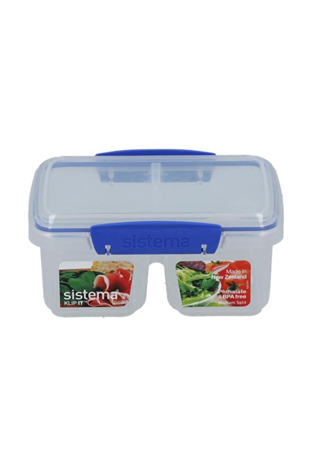 sistema Klip It Split Container Clear and Blue 835ml (Multicolour) - 1
