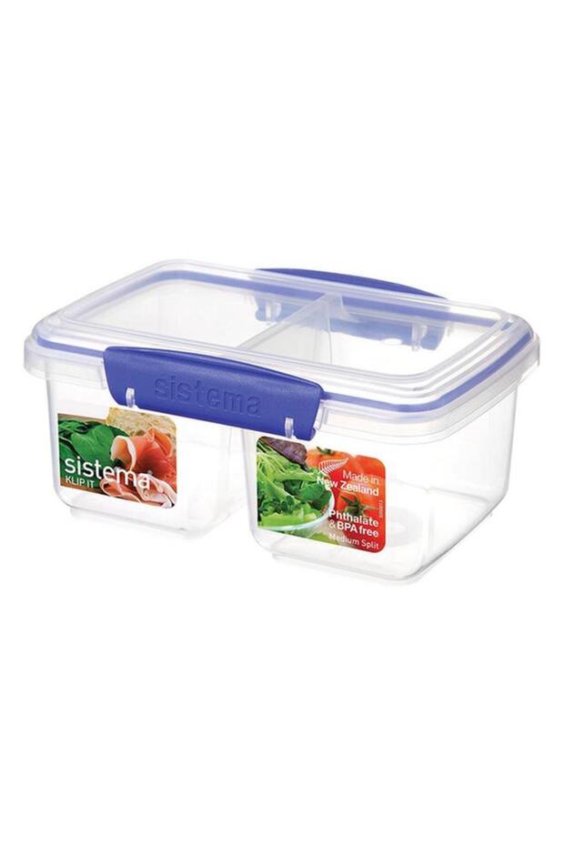sistema Klip It Split Container Clear and Blue 835ml (Multicolour) - 3