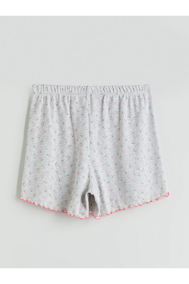 U Yaka Çiçekli Kadın Şortlu Pijama Takım - 4