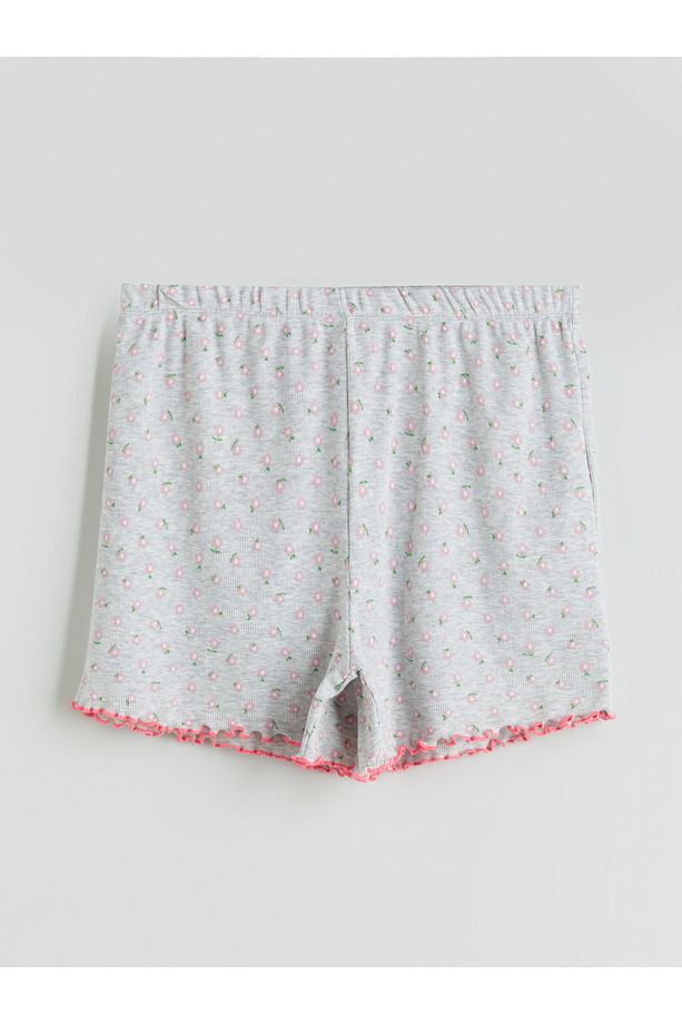 U Yaka Çiçekli Kadın Şortlu Pijama Takım - 5