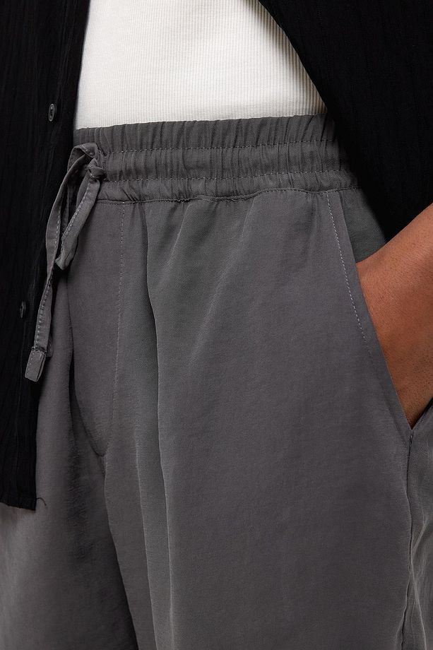 Oversize Modal Kumaş Bermuda Şort Antrasit - 5