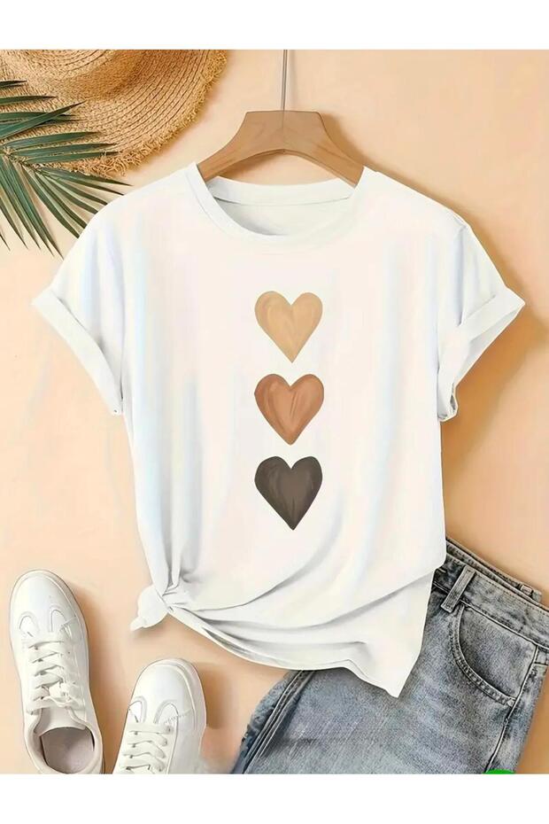 STANDING HEARTS PRINTED OVERSIZE BASIC TEE ΜΠΛΟΥΖΑ ΚΟΝΤΟΜΑΝΙΚΗ ΜΠΛΟΥΖΑ - 1