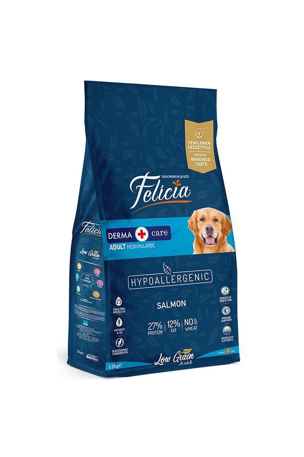15 Kg Somonlu Az Tahıllı M/Large Yetişkin Köpek Maması Breed HypoAllergenic Köpek Maması - 1